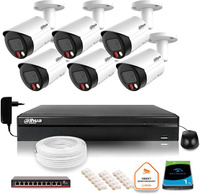 Zestaw monitoringu IP Dahua 6 kamer FullHD z podwójnych oświetleniem kolor w nocy