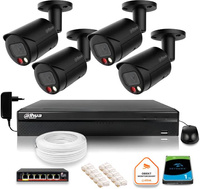Zestaw monitoringu IP Dahua 4MPx 2K 4 kamery czarne zewnętrzne z dyskiem