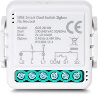 Gise Smart Podwójny moduł przekaźnikowy (bez N) Zigbee | Tuya | GDS-ZB-NN