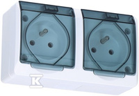 Hermes Gniazdo hermetyczne podwójne natynkowe z uziemieniem 16A IP44 z klapką dymną GNT 0322‑01