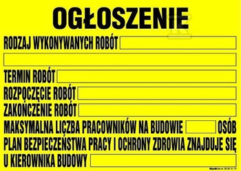 INFO.TABLICA BUDOWLANA-OGŁOSZENIE